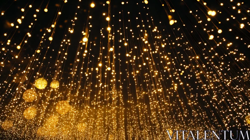Golden String Lights Installation Against a Dark Background.