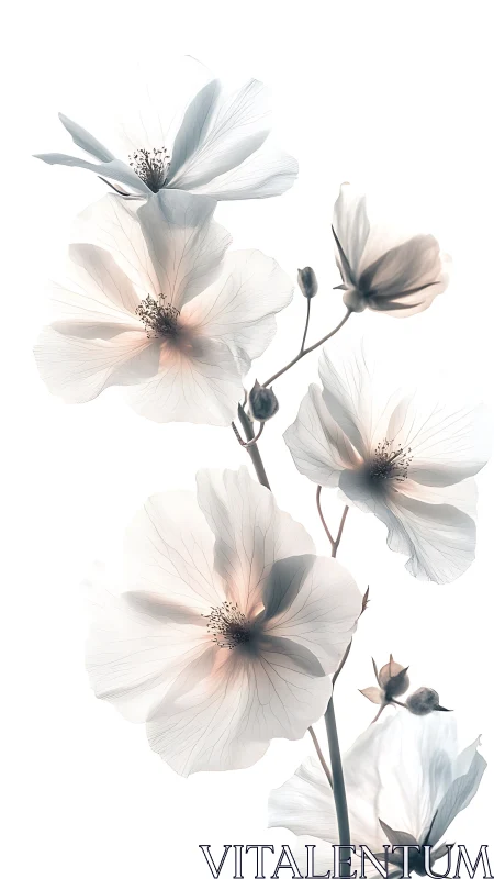 Delicate Cosmos Flowers Dancing in Soft Ethereal Light