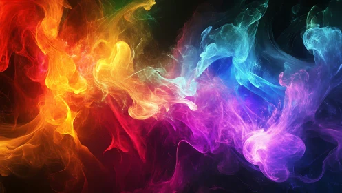 Multicolored volumetric light plumes intersect over dark field