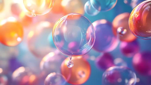 Soft rainbow bubbles drifting through glowing daydreams.