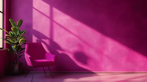 Cozy magenta reading nook glowing with soft afternoon light.