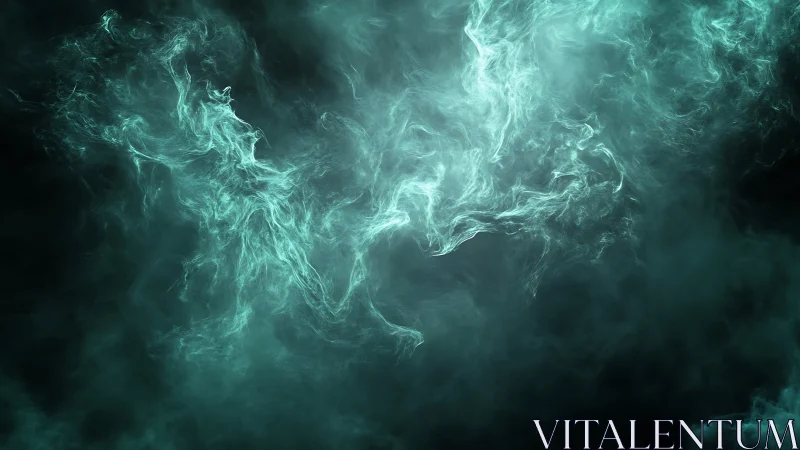 Teal luminous smoke cloud with soft swirling patterns.