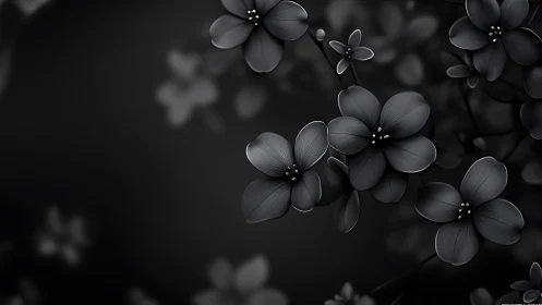 Delicate Black and White Flowers with Fine Detail
