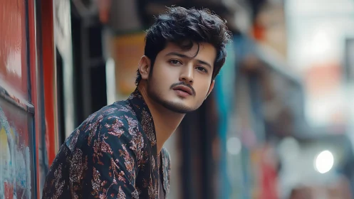 Urban portrait of stylish man in shallow depth of field.