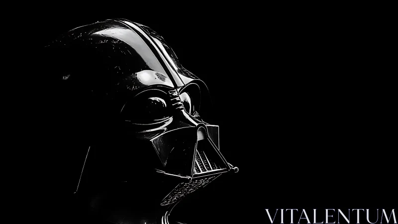 Dark helm in starlit shadow, a chrome-lit void of power.