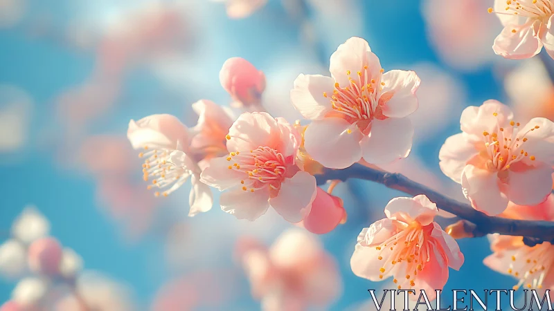 Cherry Blossoms Against Blue Sky