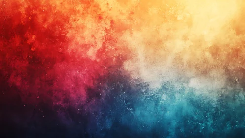 Glowing rainbow mist blending warm sunset and cool ocean tones.