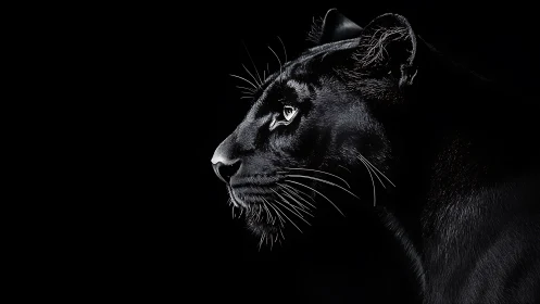 Black Lion Profile Study Against Dark Background.