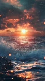 Starlit surf collides with a molten dream of sunset magic.