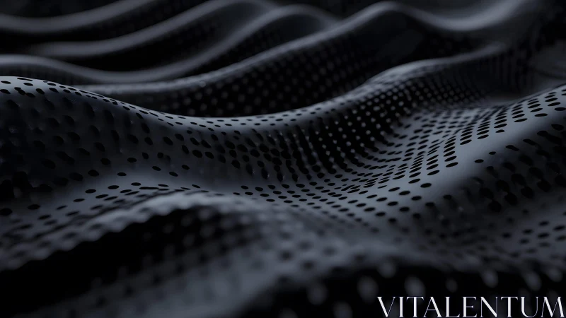 Abstract dark wavy surface with dotted texture, digital art style.