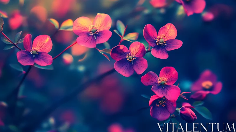 Neon Blossoms Dance Through Twilight Hues.