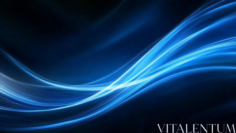 Electric tide of neon blue streams glides across midnight