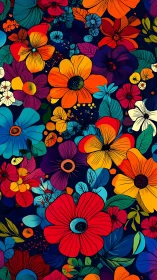 Vibrant Botanical Composition With Layered Floral Illustration.