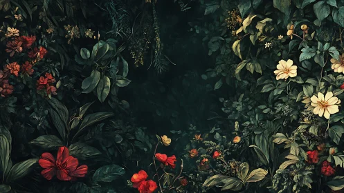 Midnight Garden: Velvet Blooms and Golden Whispers.