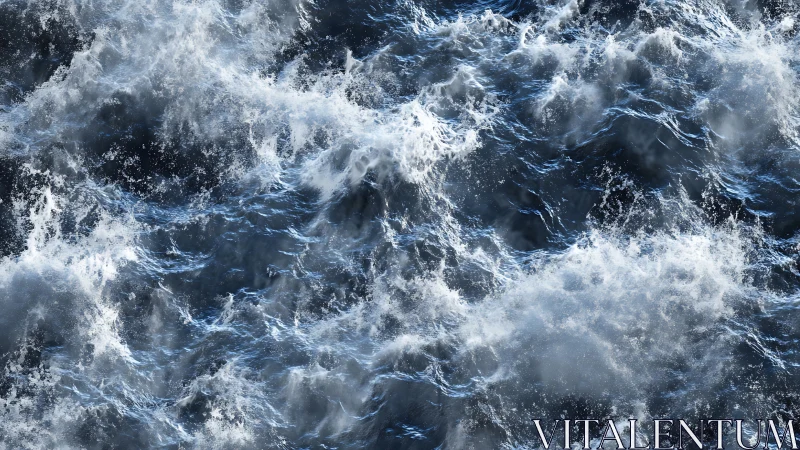 Dense surface pattern of turbulent ocean waves observed.