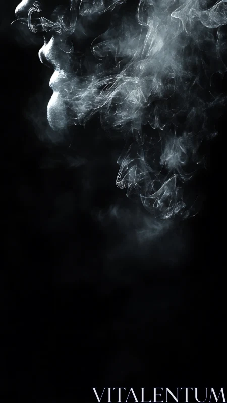 Soft curls of rising smoke trace a quiet human profile