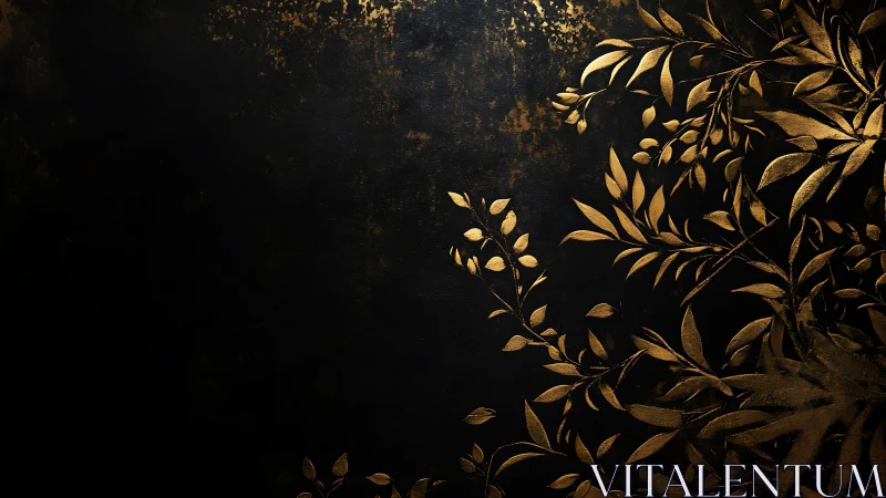 Golden botanical silhouettes emerge across textured black