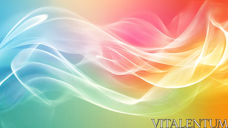 Colorful flowing light waves over soft gradient background.
