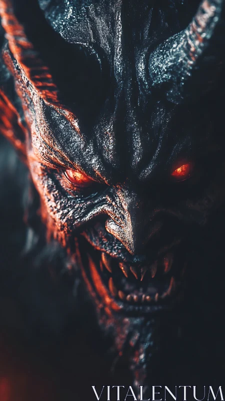 Infernal grin carves firelit menace through the darkness