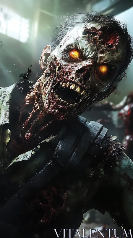 Grotesque zombie close-up renders hyper-detailed decayed anatomy