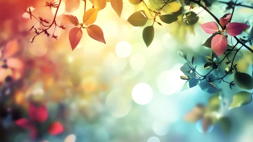 Defocused bokeh background frames sharply rendered colorful foliage