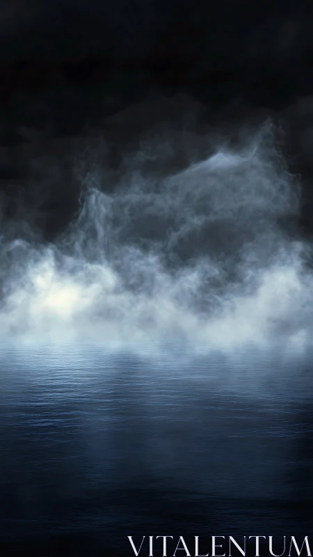 Midnight vapor curls upward while moonless waters whisper