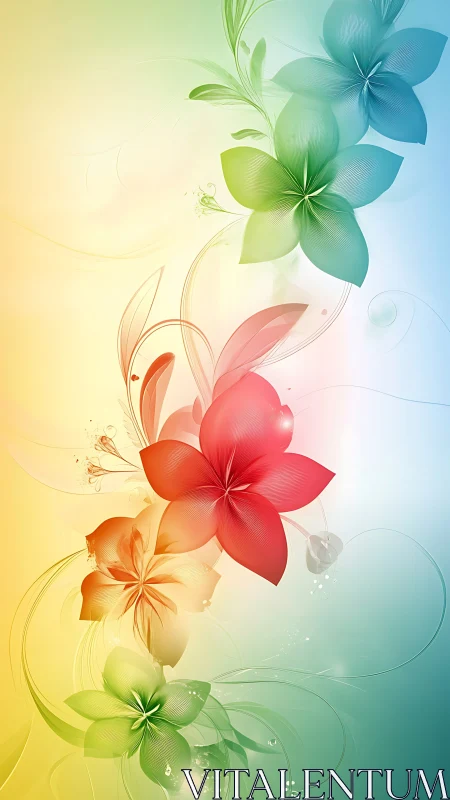 Soft-focus floral gradient composition featuring layered translucent petals across warm-cool chromat