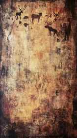 Ancient silhouettes wander across a glowing rusted cavern wall