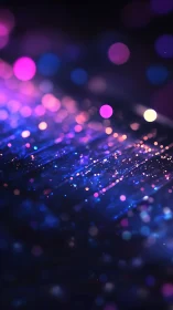 Glowing neon sparkles drift gently across a dreamy night field