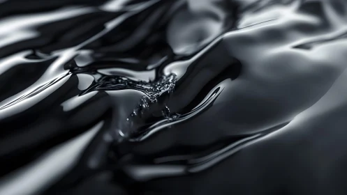 Abstract close-up of glossy black liquid surface in modern style.