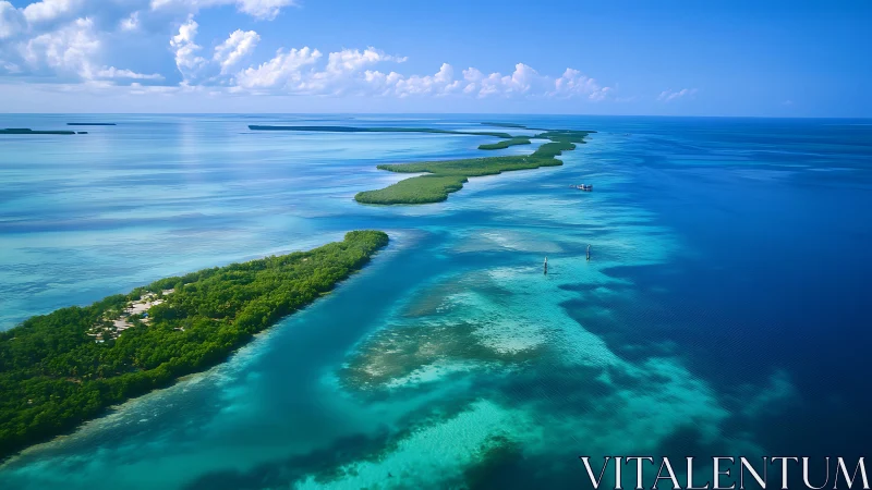 Archipelago Formation with Fringing Reef Structure and Turquoise Lagoon Systems.