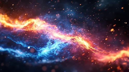 Fire and Ice Collision. Abstract Energy Surge.