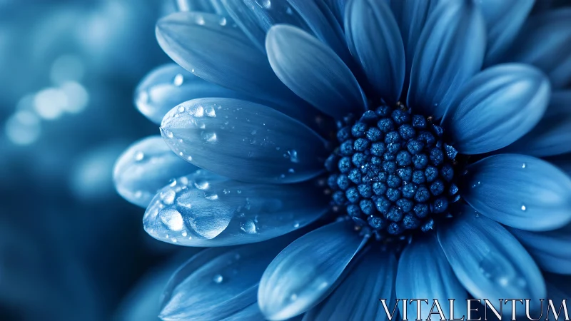 Glistening blue flower invites a calm moment of quiet wonder