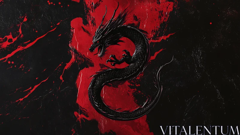 Black coiled dragon emblem on red and black background.