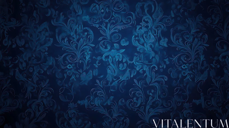 Midnight blue damask whispers with soft ornamental glow.