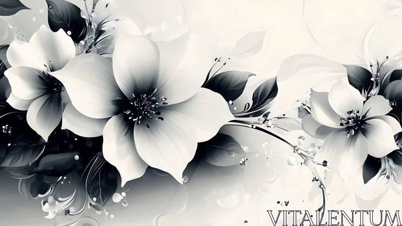 Monochrome floral composition with delicate white blooms.