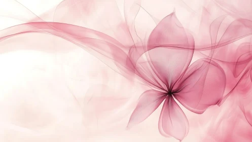 Soft pink abstract flower with flowing translucent lines.