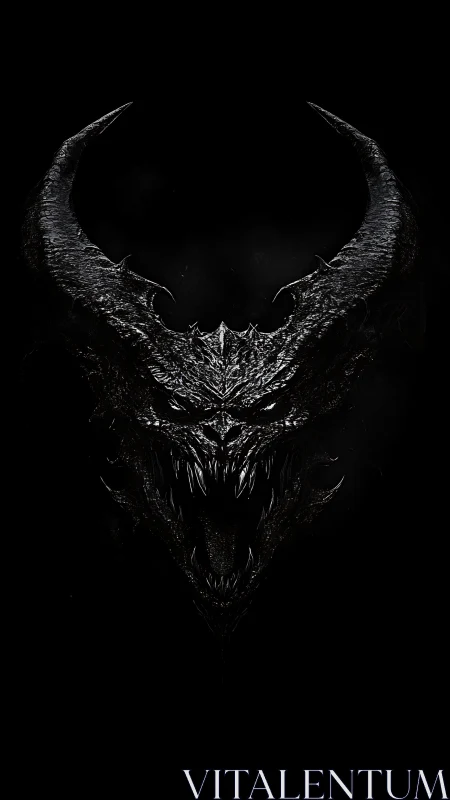 Horned demonic skull rendered in dark digital detail.