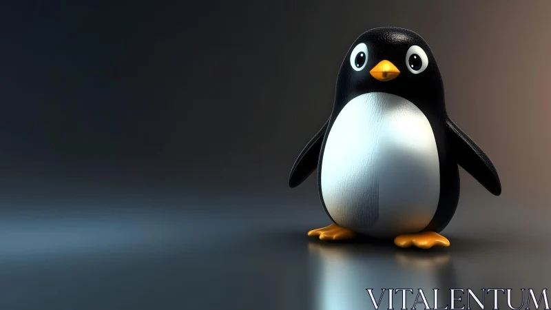 Cute Cartoon Penguin Figurine on Smooth Gradient Background. Cute Cartoon Penguin Figurine on Smooth Gradient Background.
