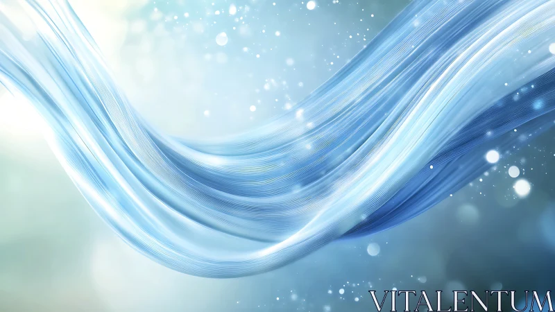 Luminescent blue energy ribbons flowing through misty light.