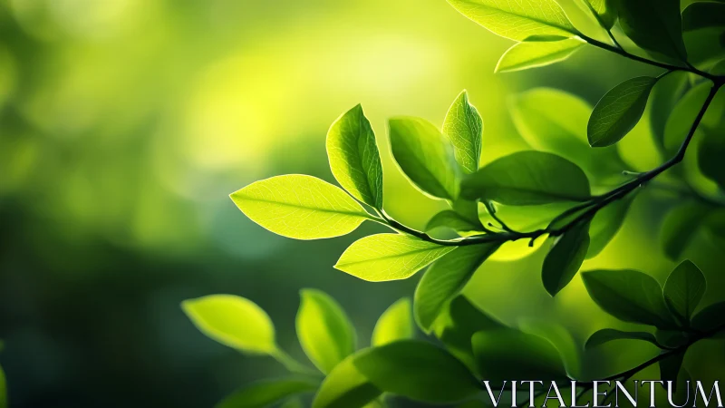 Backlit green leaves rendered with soft photoreal lighting