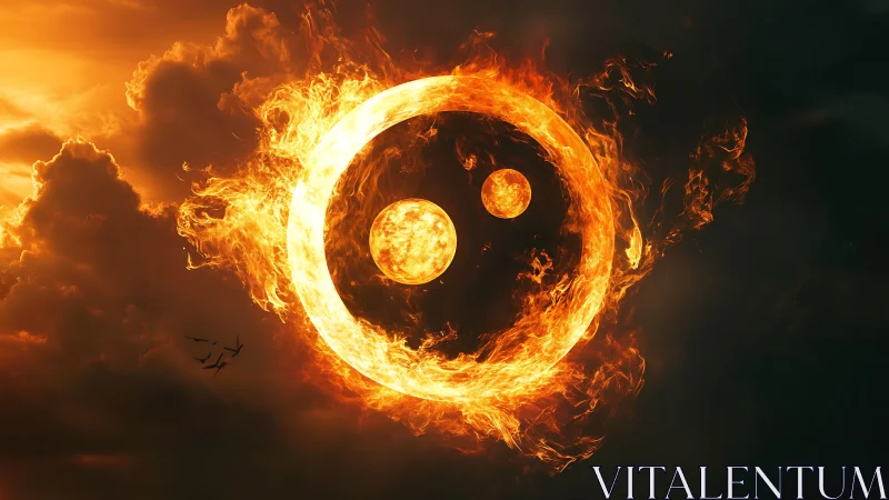 Cosmic Binary Star System Engulfed in Flames.