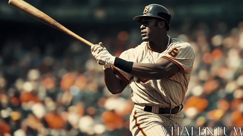 Baseball batter swings wooden bat during daytime game
