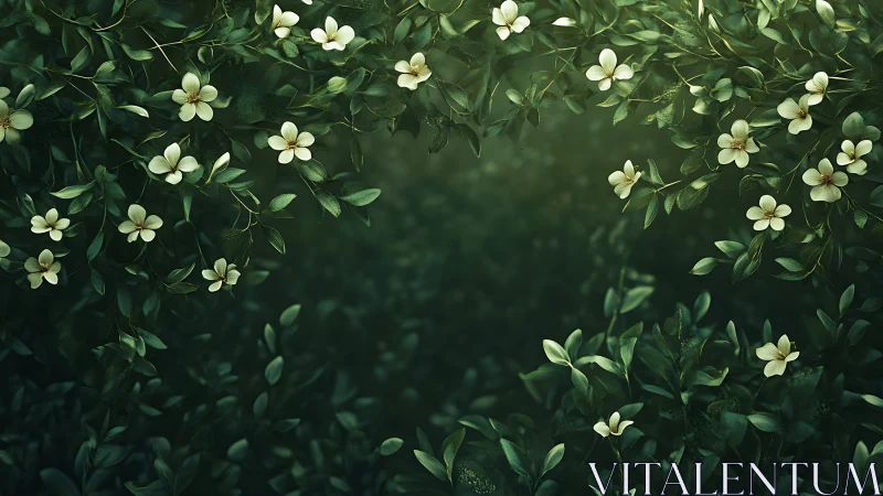 Cream Blossoms Choreograph a Verdant Symphony