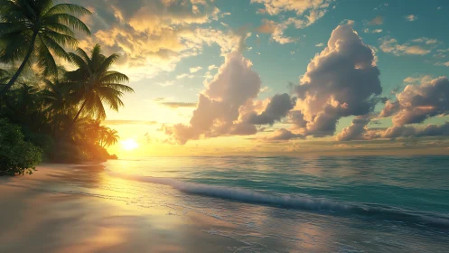 Digital render shows tropical shoreline at low sun angle