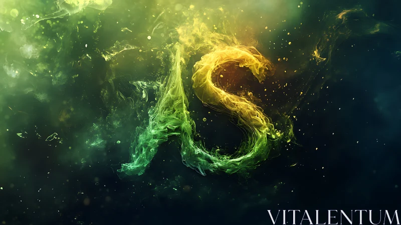 Fluid luminous AS letterforms rendered in nebular color fields