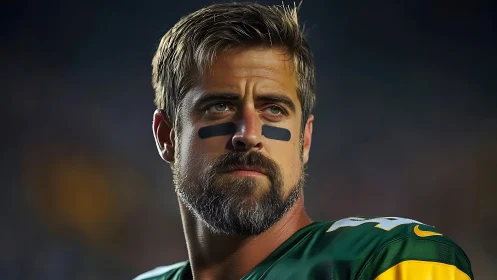 Gridiron guardian staring down twilight stadium silence.