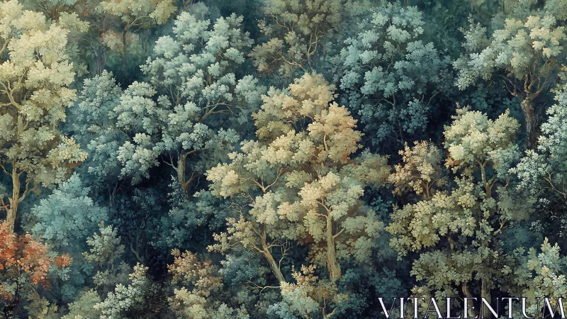 Dense Forest Canopy Aerial View With Layered Tree Coverage