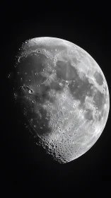 Telescopic view of lunar terminator with crater detail.