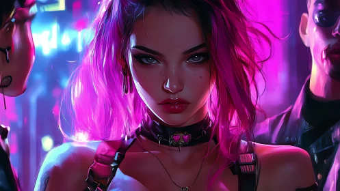 Neon-lit cyberpunk portrait uses hard rim lighting and saturated magenta contrast